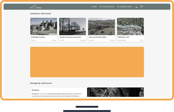 Reklamna pozicija na početnoj stranici - desktop prikaz