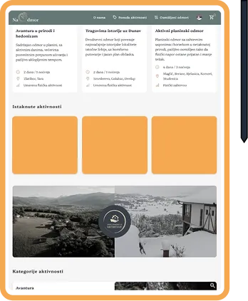 Reklamna pozicija istaknutih aktivnosti na početnoj - tablet prikaz