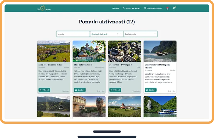 Reklamna pozicija u listi primarnih aktivnosti - desktop prikaz