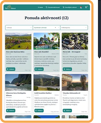 Reklamna pozicija u listi primarnih aktivnosti - tablet prikaz